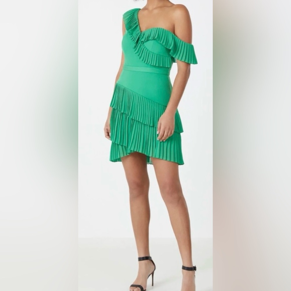 BCBGMaxazria Jordan ruffle one shoulder dress